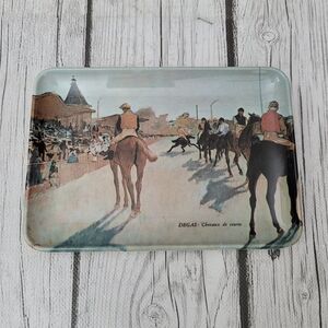 Vtg. MELAMINE Trinket Vanity TRAY Dish; Degas: Chevaux de Cours